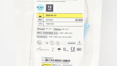 Abbot 407849 Ultimum Hemostatis Introducer 8F-ACT 12cm (x)